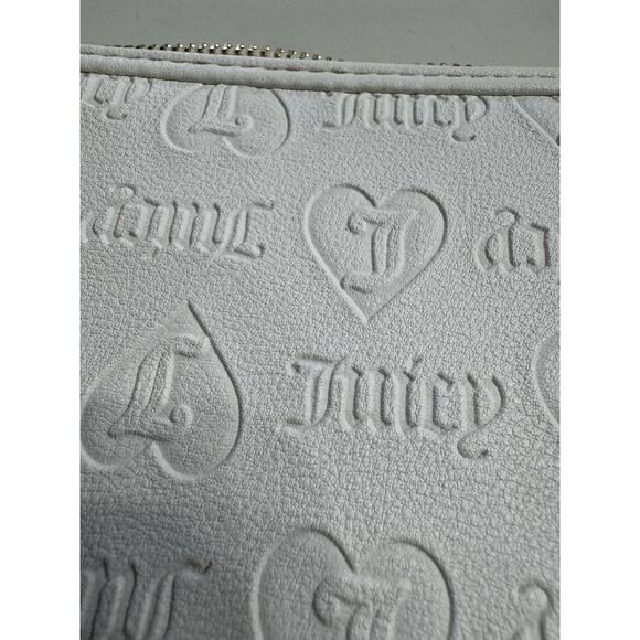 Juicy Couture White Shoulder Bag Debossed Embossed Vegan Leather Purse NWT $118 - Picture 7 of 7